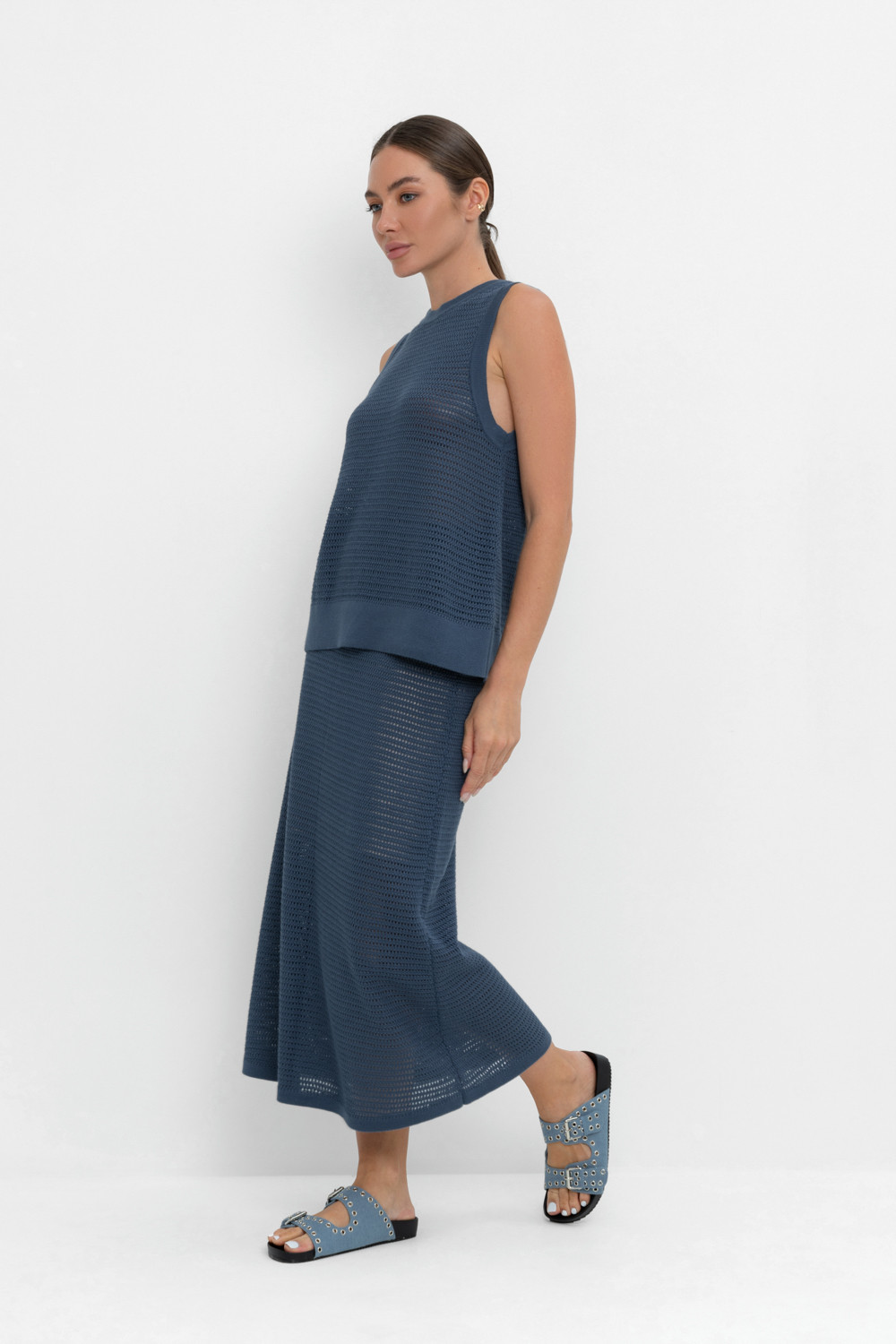 Юбки женские для мам, артикул: ЕВ 733, цвет: синий, фото 4