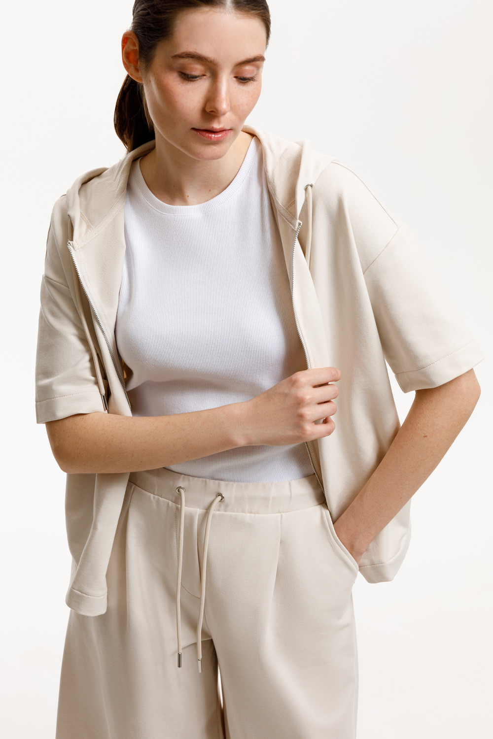 Жакеты, куртки женские для мам, артикул: ЕВТ 3287, цвет: светло-бежевый, фото 4