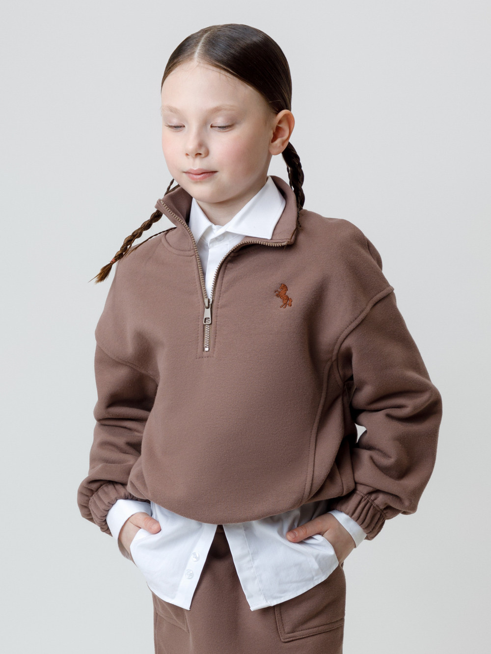 Свитшоты для девочки, артикул: КР 302821, цвет: кофейный, фото 4