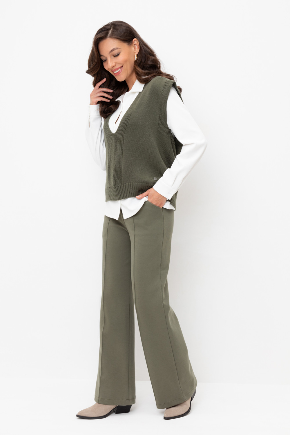 Брюки женские для мам, артикул: ЕВТ 4123, цвет: зеленый, фото 4