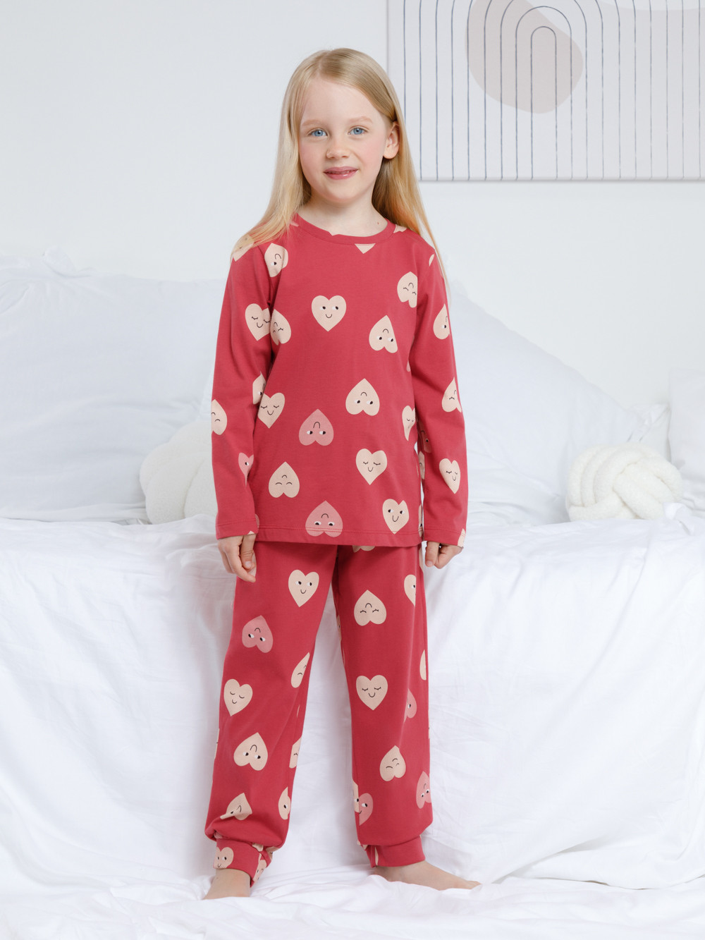 Пижама для девочки, артикул: К 1561, цвет: бордовый, фото 4