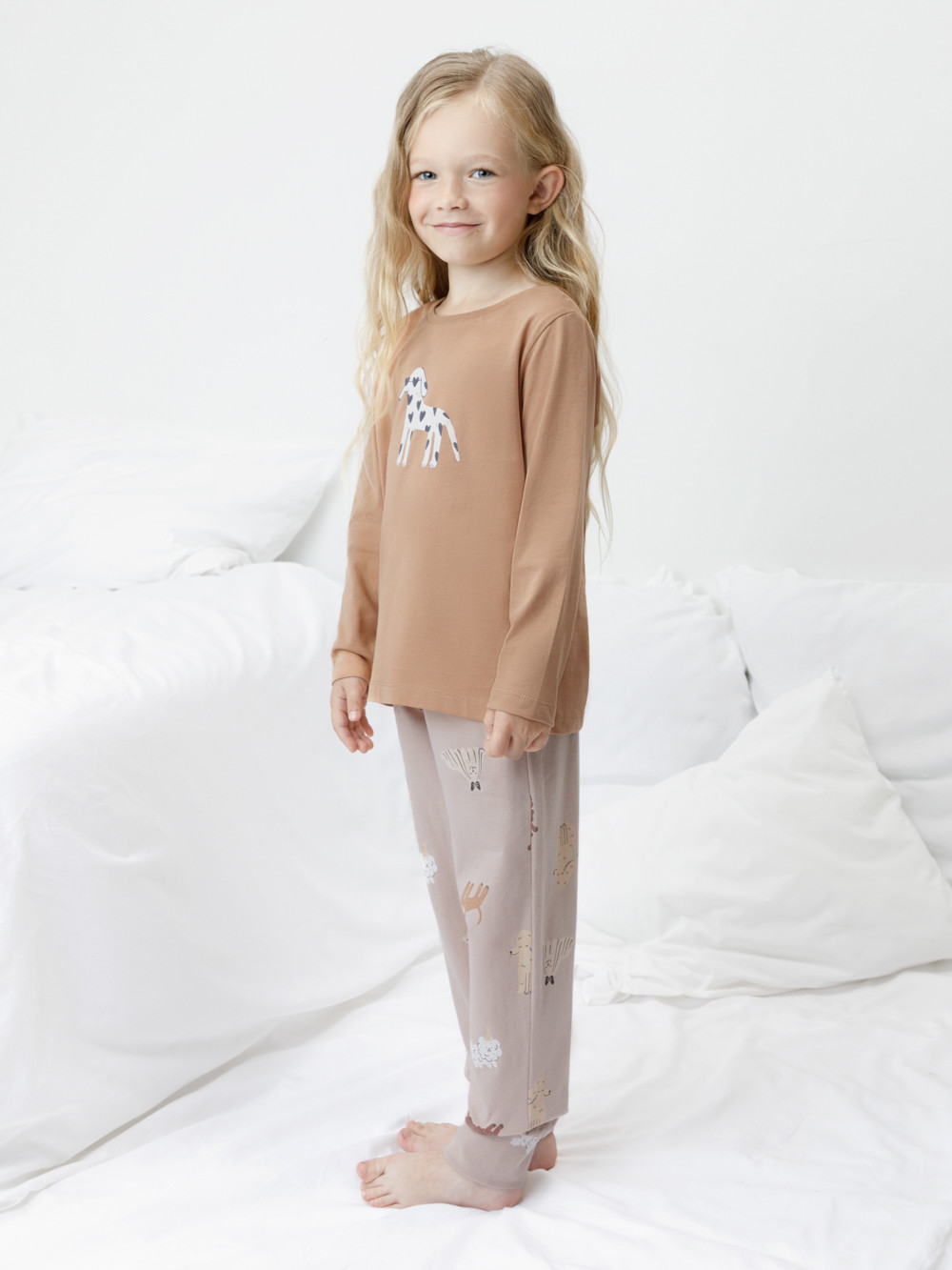 Пижама для девочки, артикул: К 1606, цвет: коричневый, фото 4