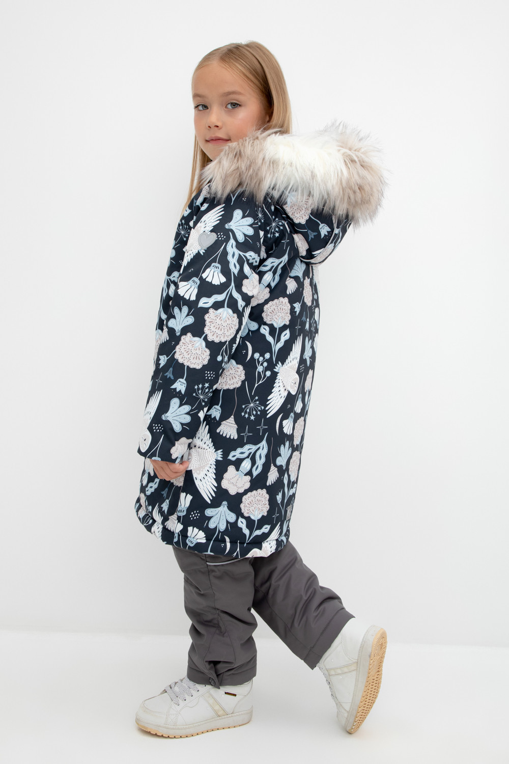 Пальто для девочки, артикул: ВК 38087/н/3 УЗГ, цвет: темно-синий, фото 4