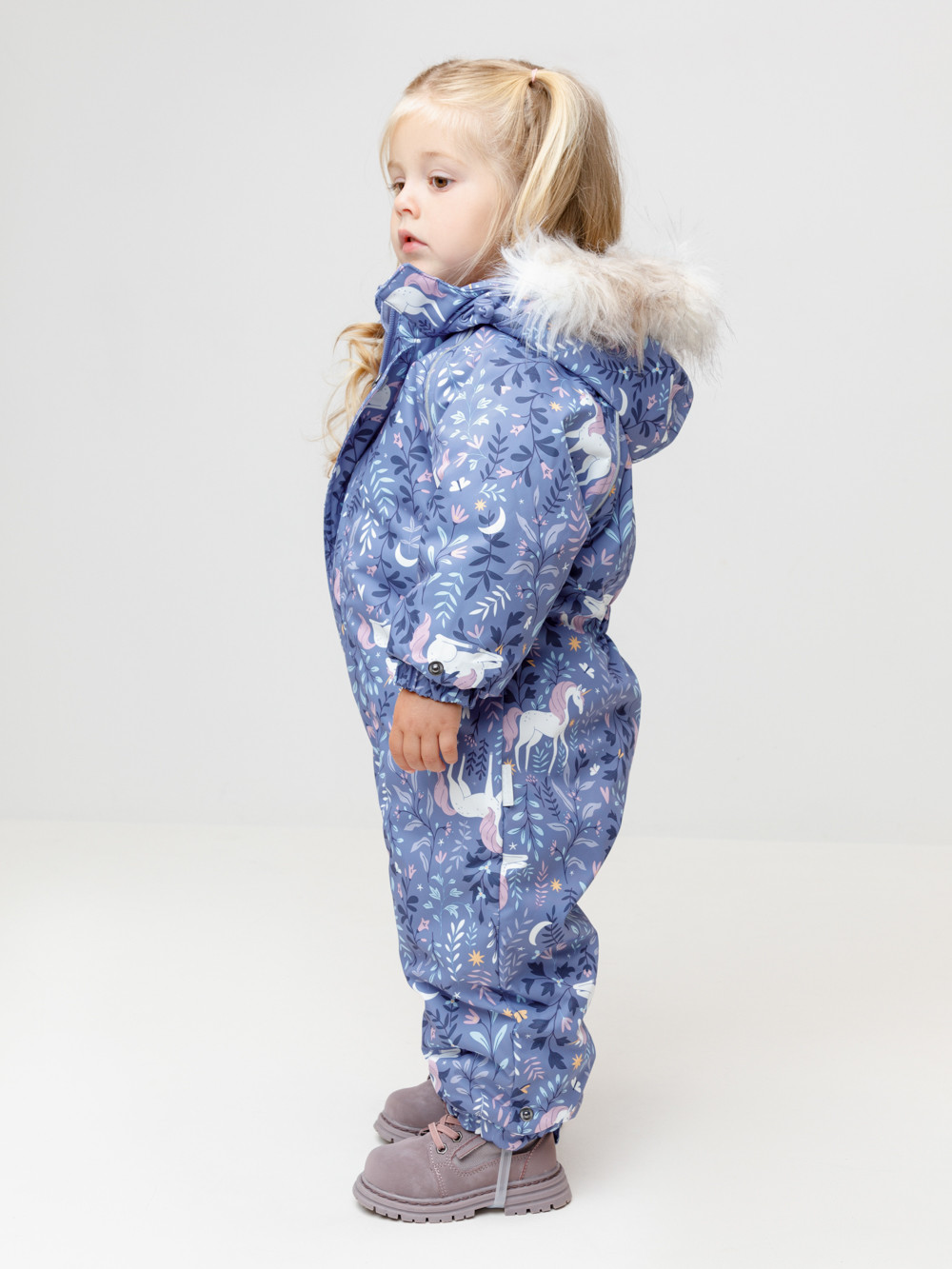 Комбинезоны утепленные для девочки, артикул: ВК 60105/н/11 ГР, цвет: фиолетовый, фото 3