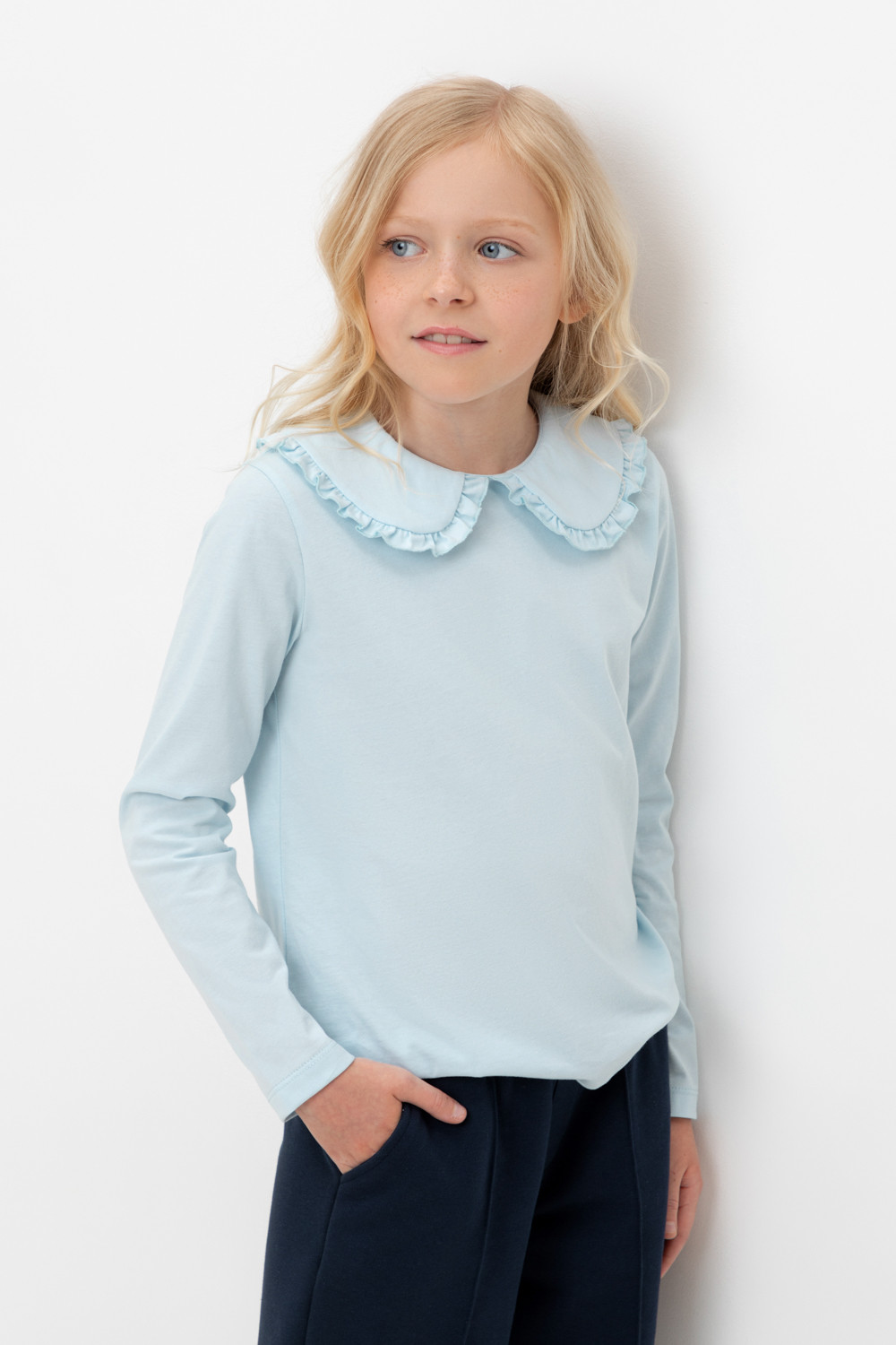 Блузка для девочки, артикул: К 302495, цвет: светло-голубой, фото 4