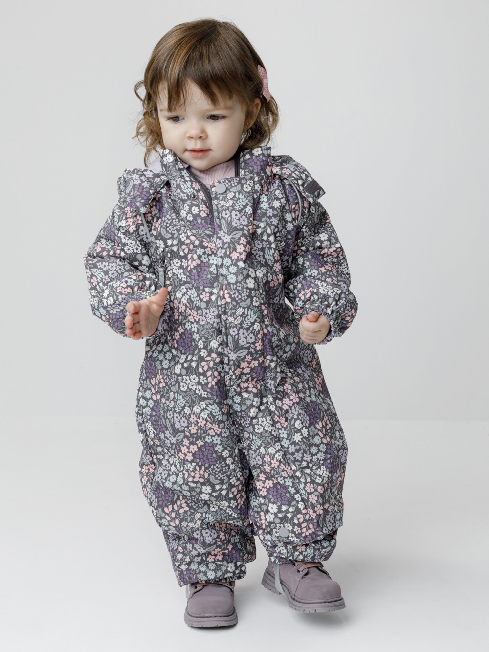 Комбинезоны утепленные для девочки, артикул: ВК 60085/н/71 Ал, цвет: темно-серый, фото 4