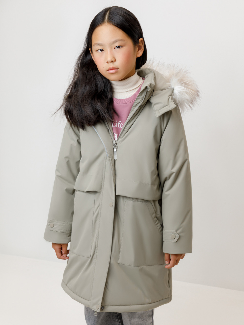 Куртка для девочки, артикул: ВК 38116/1 ГР, цвет: хаки, фото 3