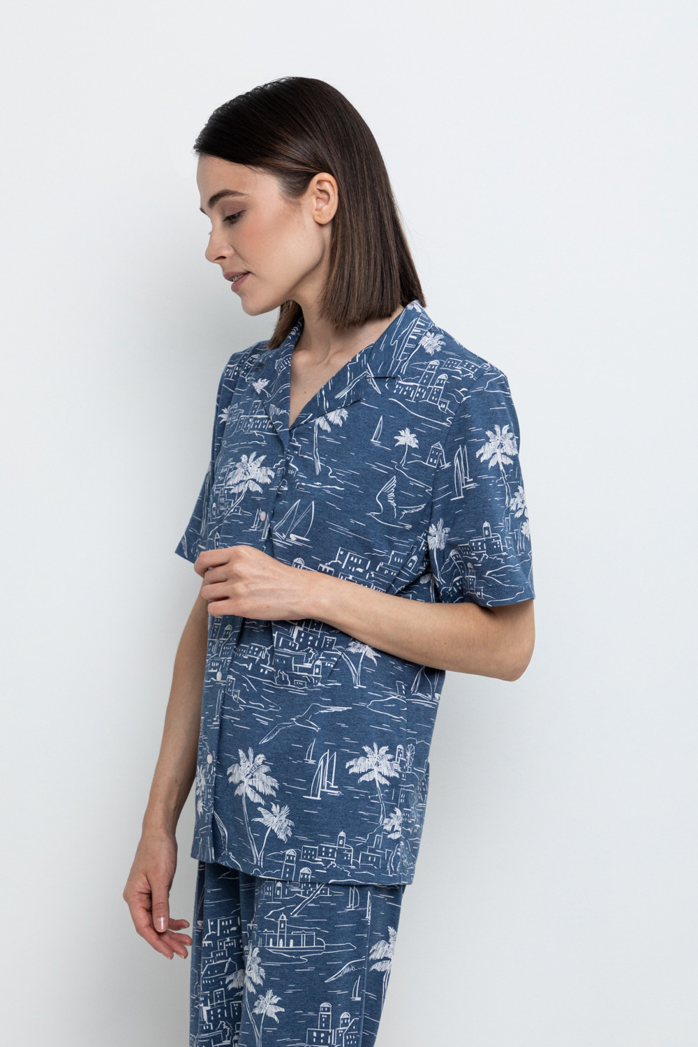 Футболки для дома для мам, артикул: Е 30083, цвет: синий, фото 4