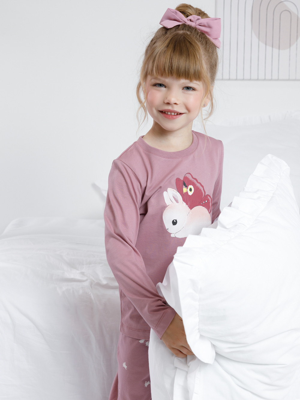 Пижама для девочки, артикул: К 1606, цвет: розовый, фото 4