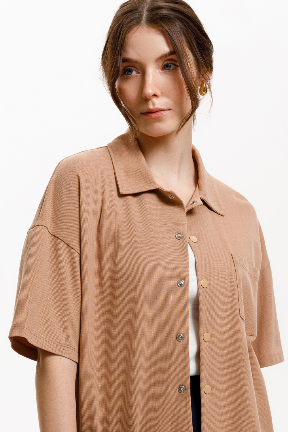 Блузы, рубашки женские для мам, артикул: ЕВТ 3280, цвет: коричневый, фото 4