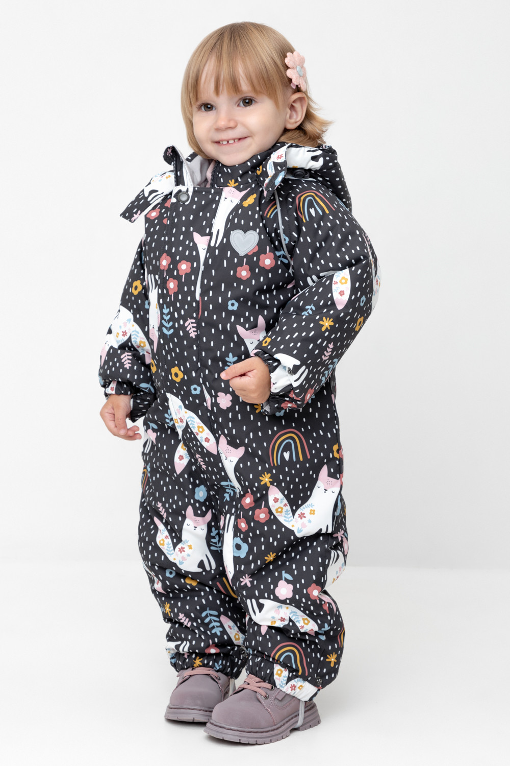 Комбинезоны утепленные для девочки, артикул: ВК 60032/н/29 Ал, цвет: темно-серый, фото 4