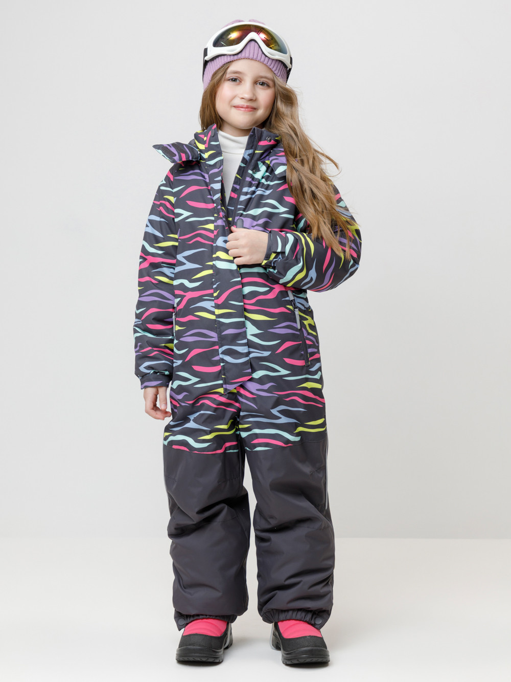 Комбинезоны утепленные для девочки, артикул: ВК 60127/н/4 УЗГ, цвет: темно-серый, фото 4
