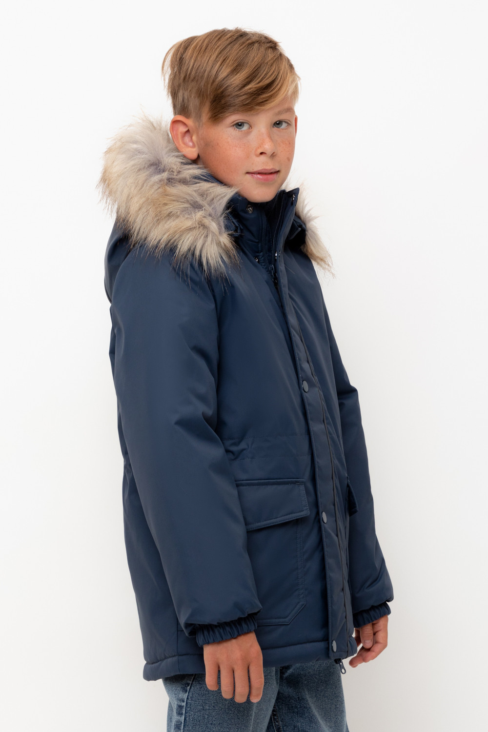 Пальто, плащи для мальчика, артикул: ВК 36096/6 УЗГ (122-158), цвет: темно-синий, фото 4