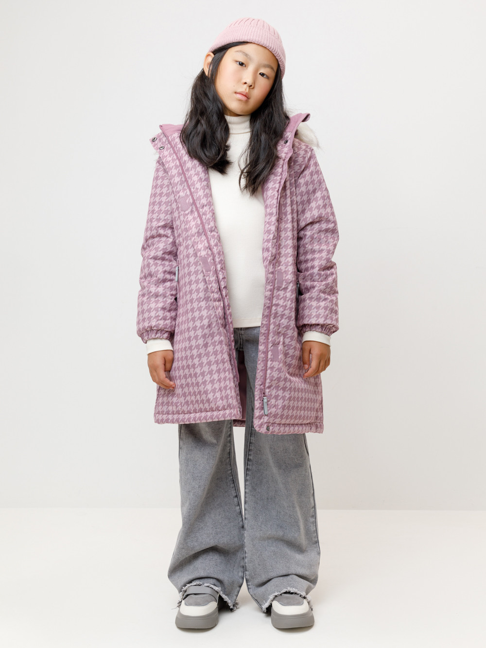 Пальто для девочки, артикул: ВК 38115/н/2 ГР, цвет: фиолетовый, фото 3