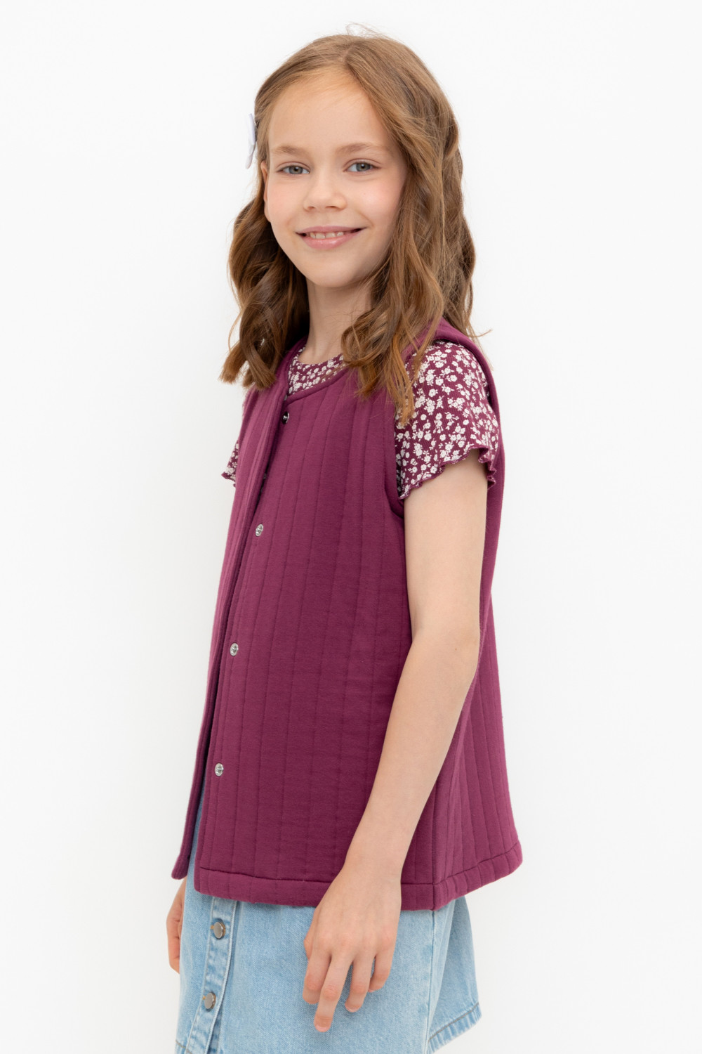 Жилеты для девочки, артикул: КР 302576, цвет: бордовый, фото 4