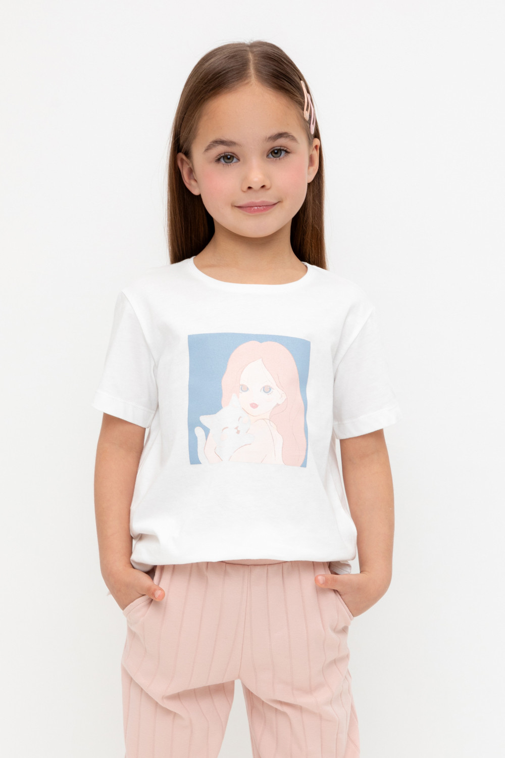 Футболка для девочки, артикул: КР 302726-1, цвет: сахар, фото 5