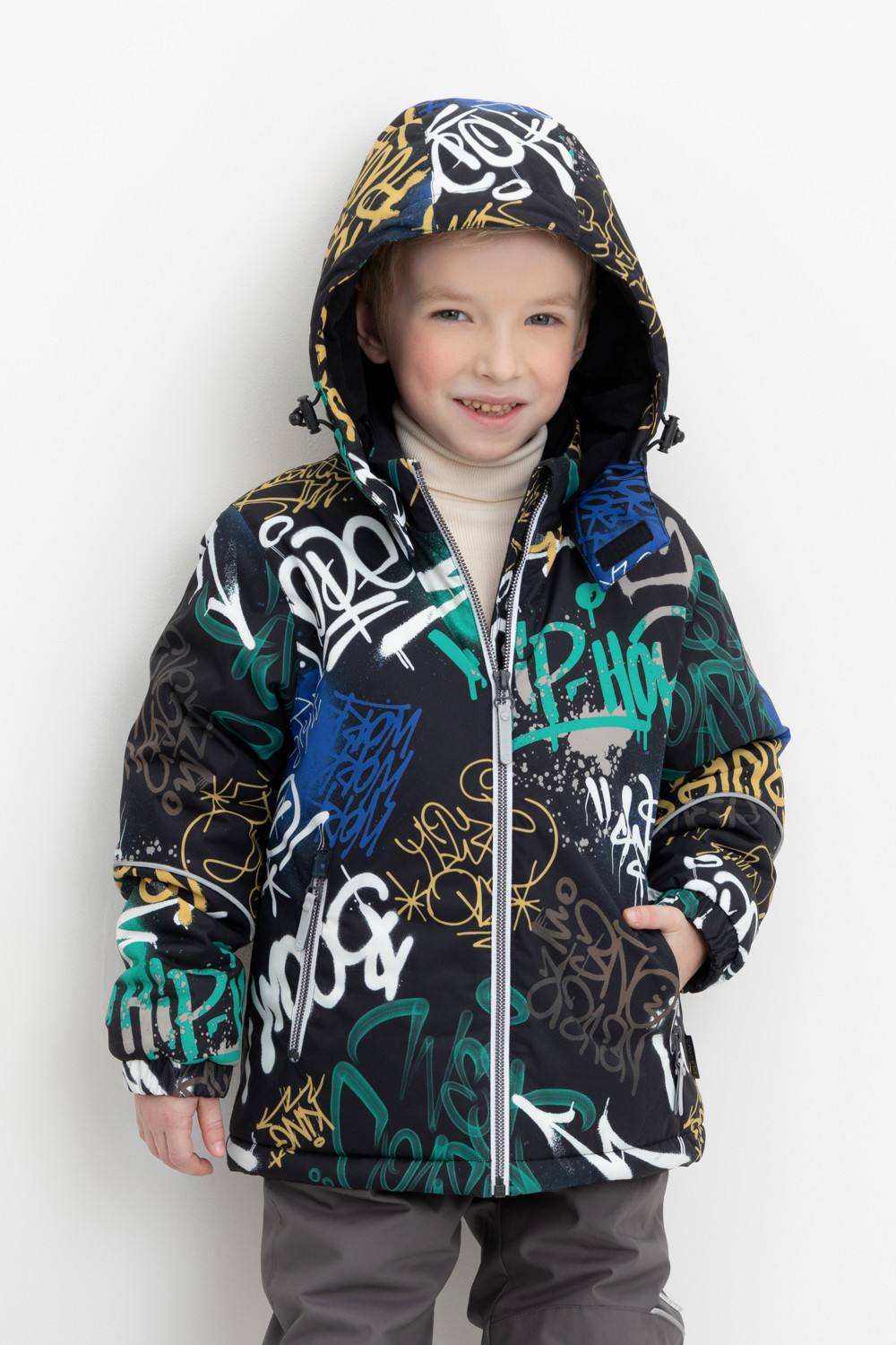 Куртки для мальчика, артикул: ВК 36089/н/4 ГР ( 92-122), цвет: черный3, фото 5