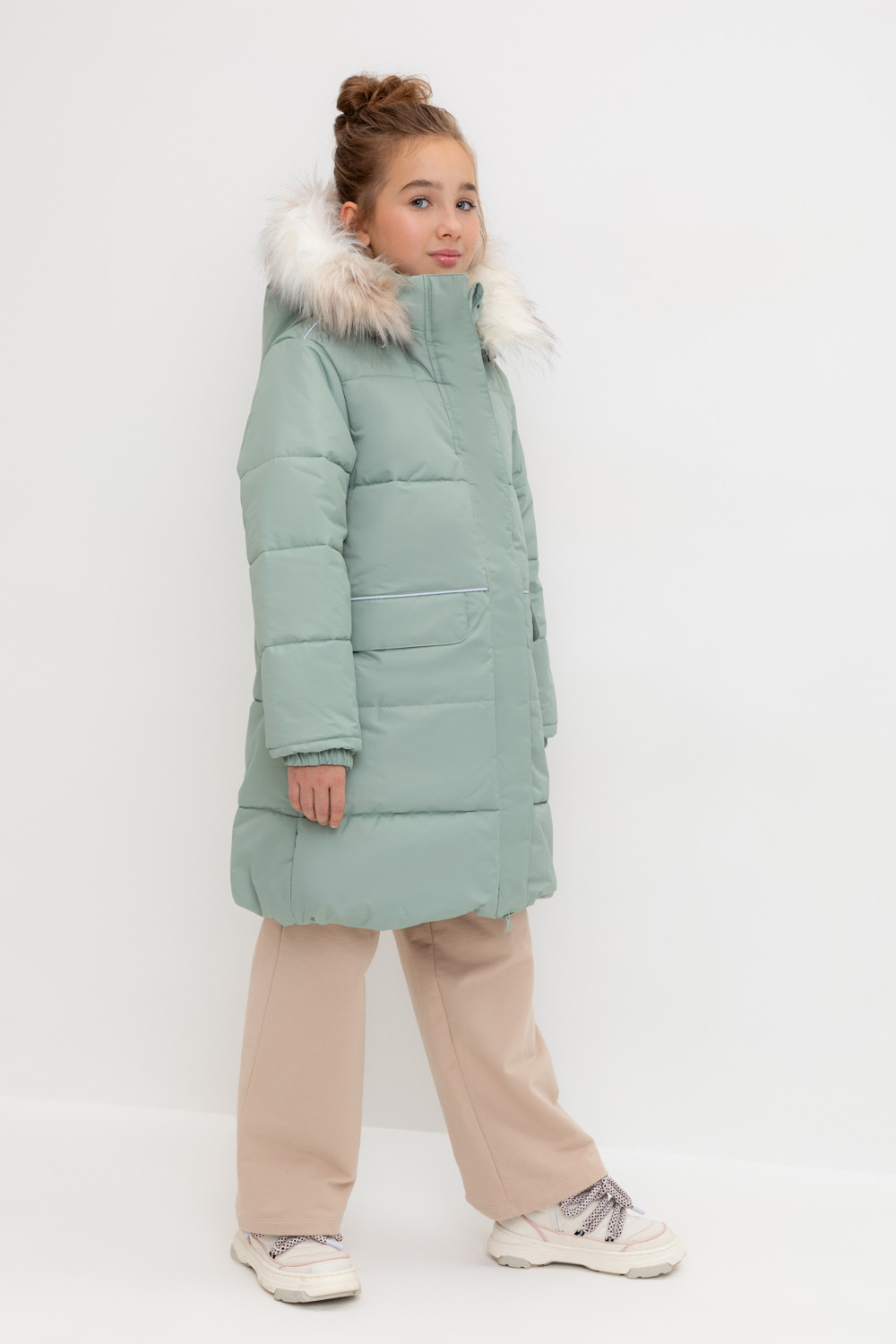 Пальто для девочки, артикул: ВК 38094/8 УЗГ, цвет: зеленый, фото 5