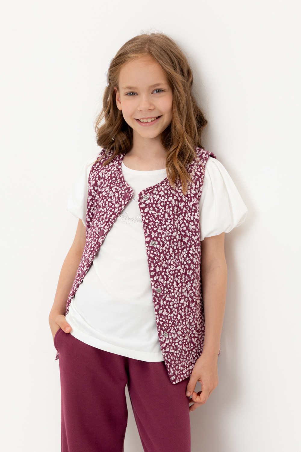 Жилеты для девочки, артикул: КР 302575, цвет: бордовый, фото 5