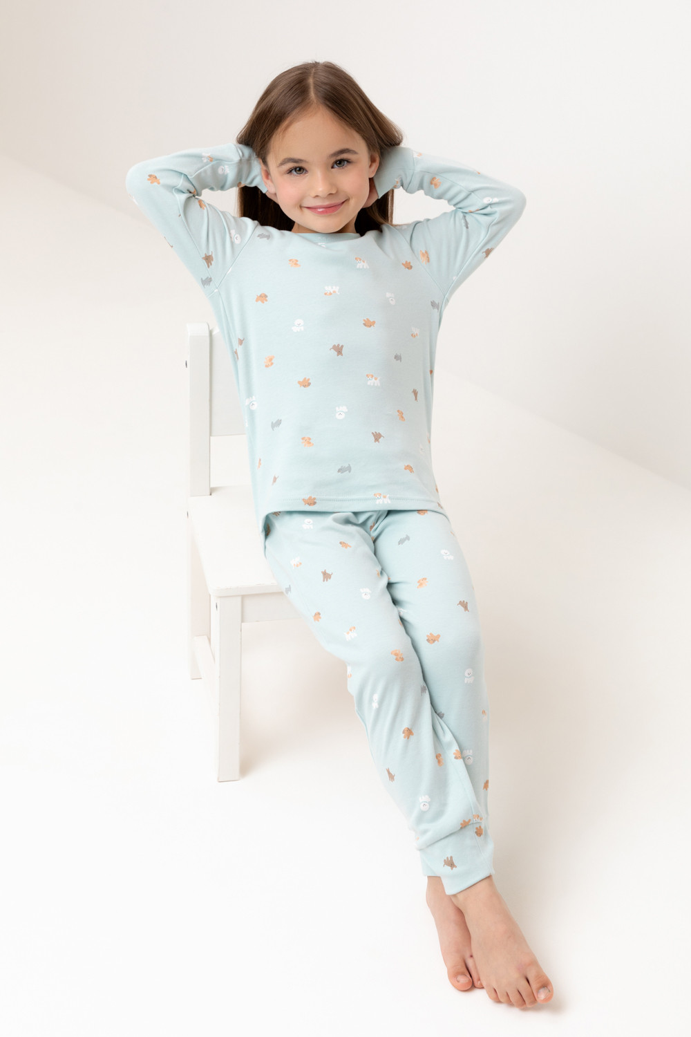 Пижама для девочки, артикул: К 1552, цвет: голубой, фото 5