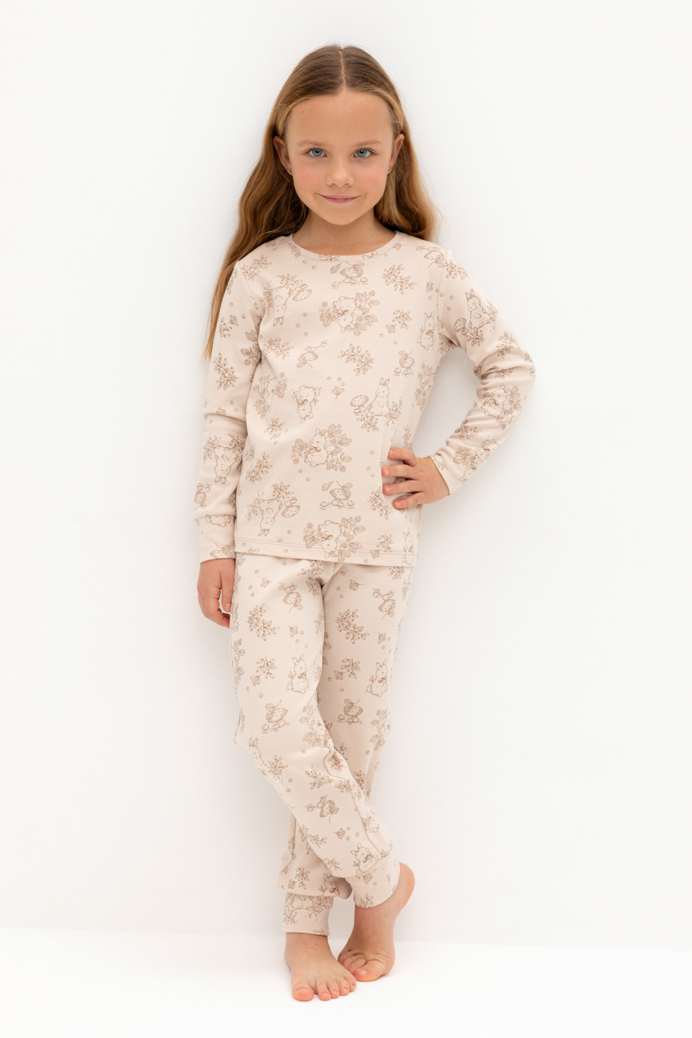 Пижама для девочки, артикул: К 1552, цвет: бежевый, фото 5