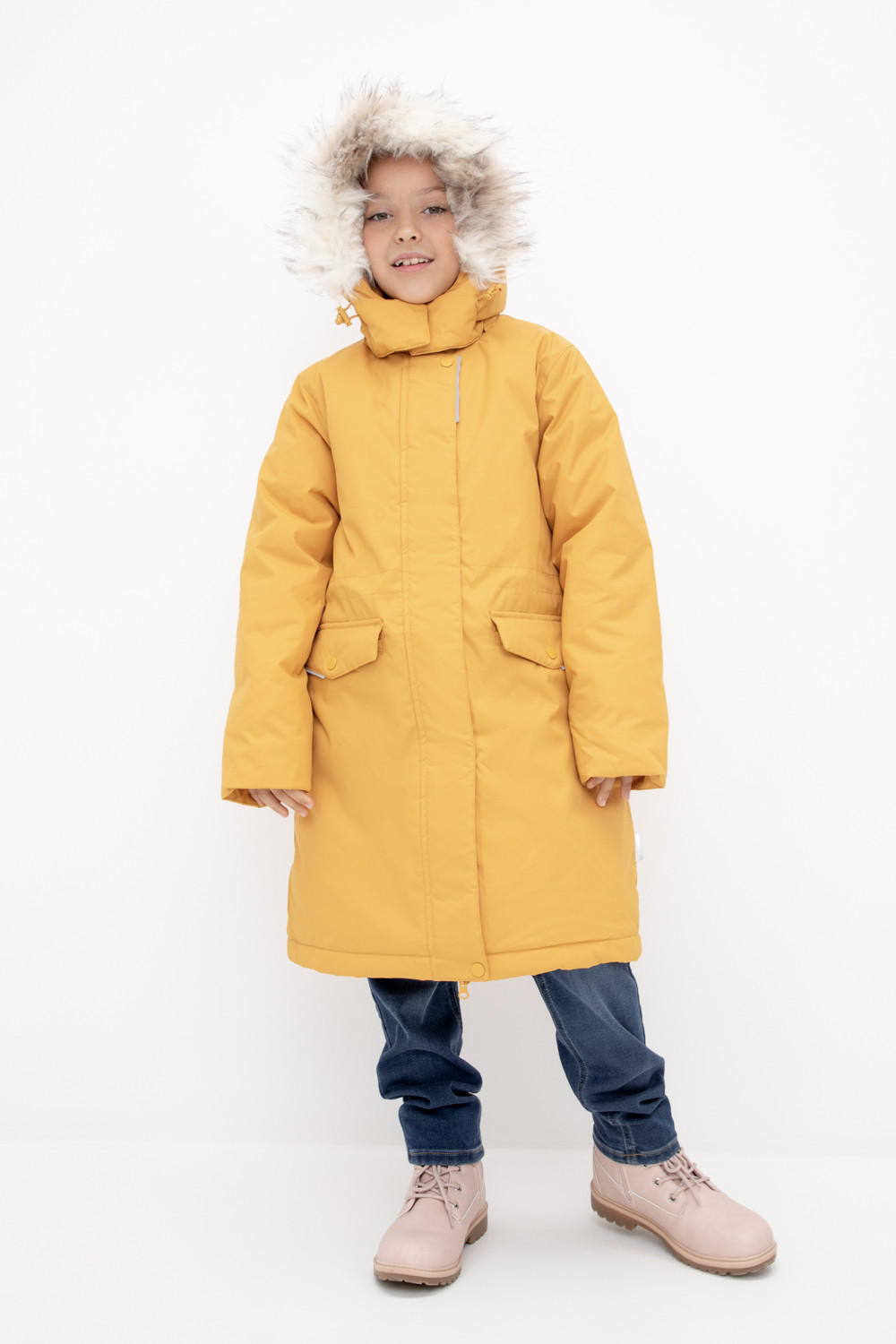 Пальто для девочки, артикул: ВК 38107/1 ГР, цвет: желтый, фото 5