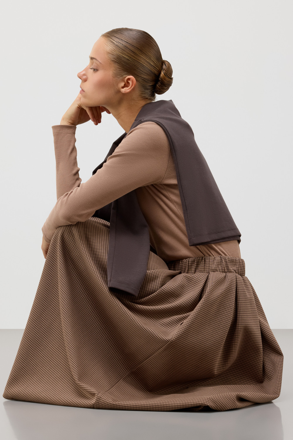 Юбки женские для мам, артикул: ЕВТ 7034, цвет: коричневый, фото 5