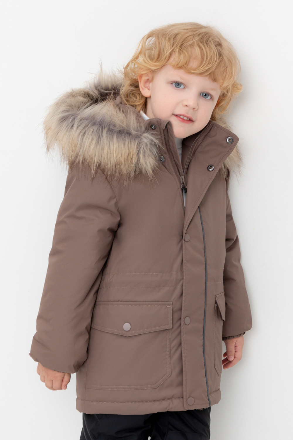Пальто, плащи для мальчика, артикул: ВК 36096/7 УЗГ (104-122), цвет: кофейный, фото 5