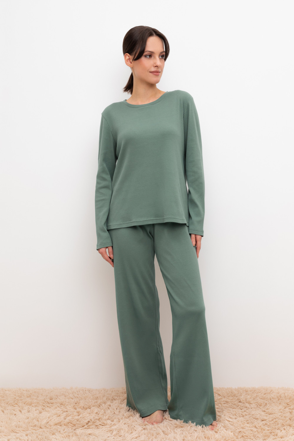 Брюки для дома для мам, артикул: Е 40053, цвет: зеленый, фото 5