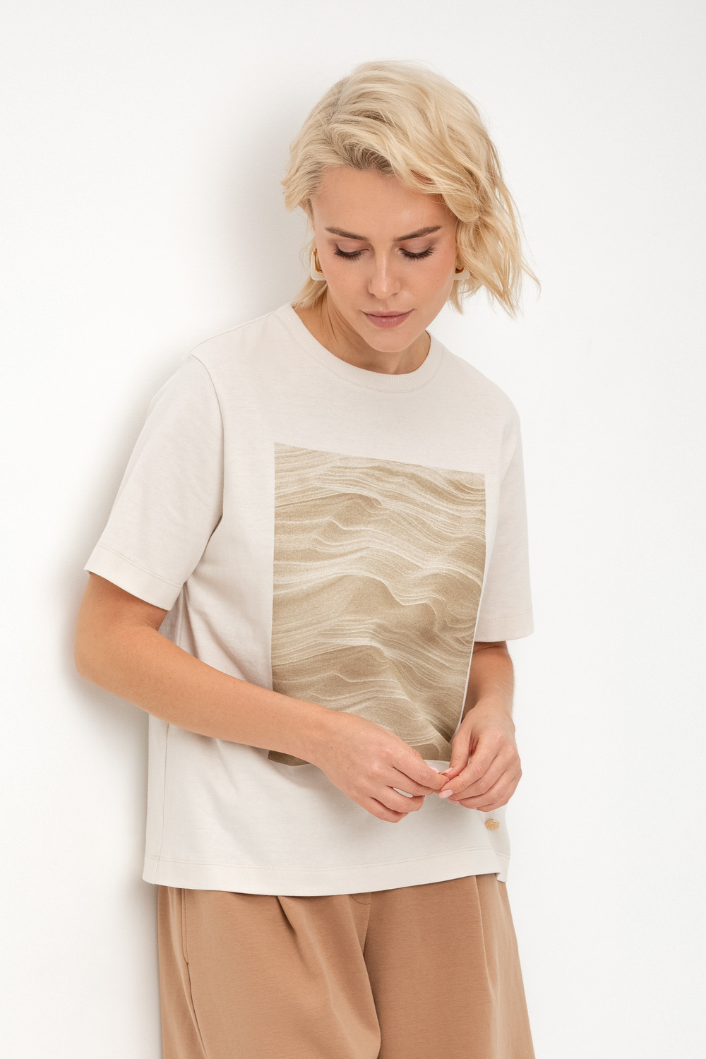 Футболки женские для мам, артикул: ЕВТ 3309, цвет: светло-бежевый, фото 5