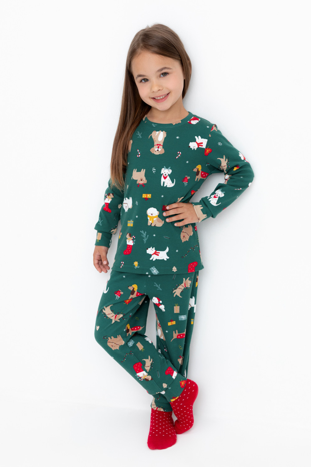 Пижама для девочки, артикул: К 1552, цвет: зеленый, фото 5