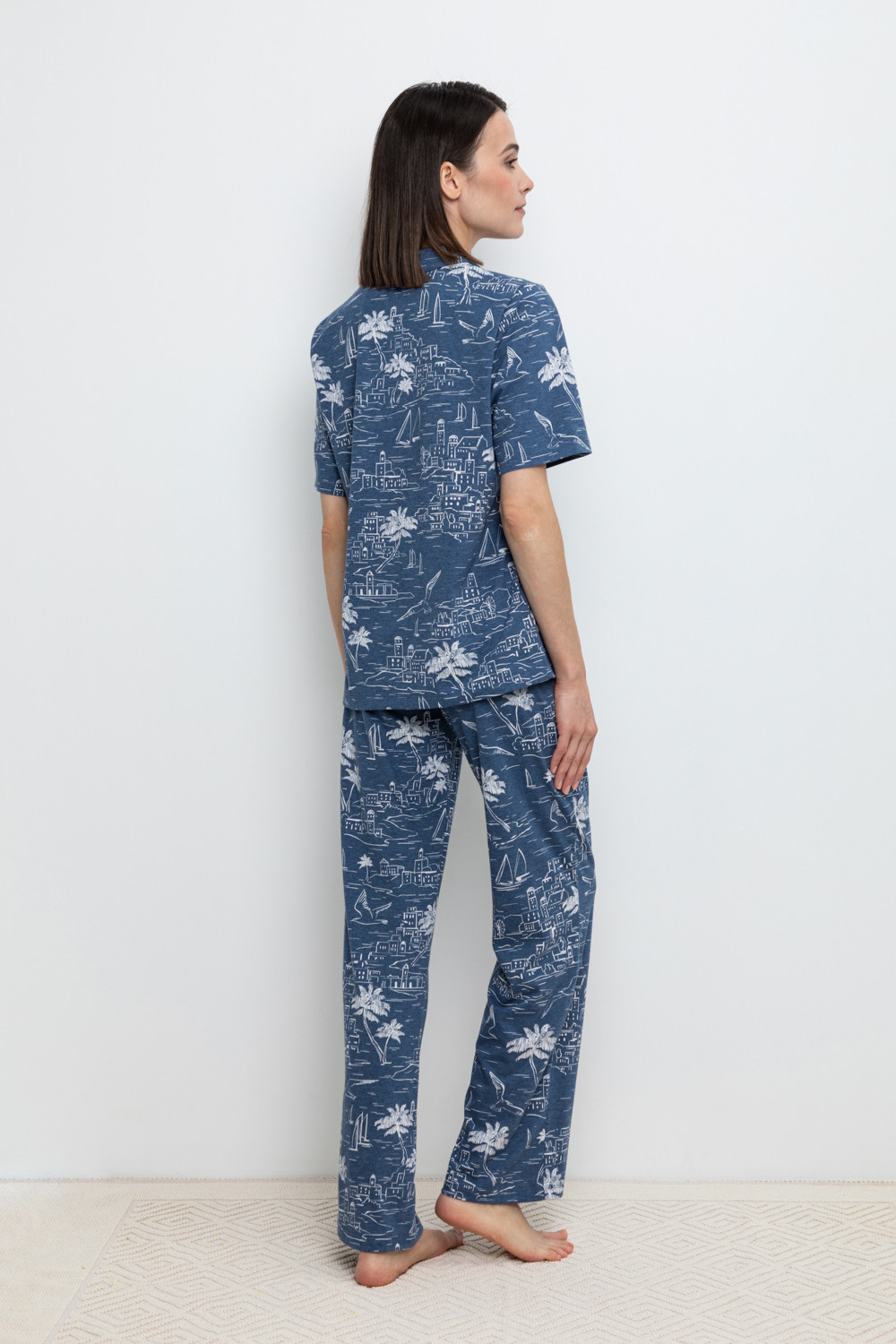 Брюки для дома для мам, артикул: Е 40042, цвет: синий, фото 5