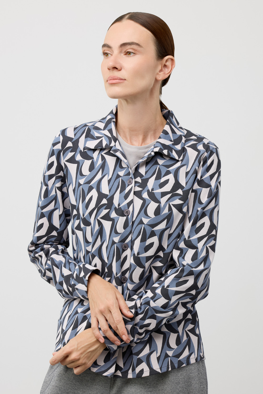 Блузы, рубашки женские для мам, артикул: ЕВТ 3245, цвет: светло-серый5, фото 5