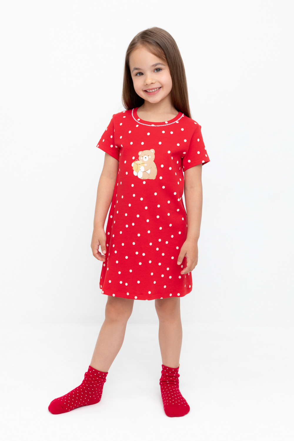 Ночная сорочка для девочки, артикул: К 1155, цвет: красный, фото 5