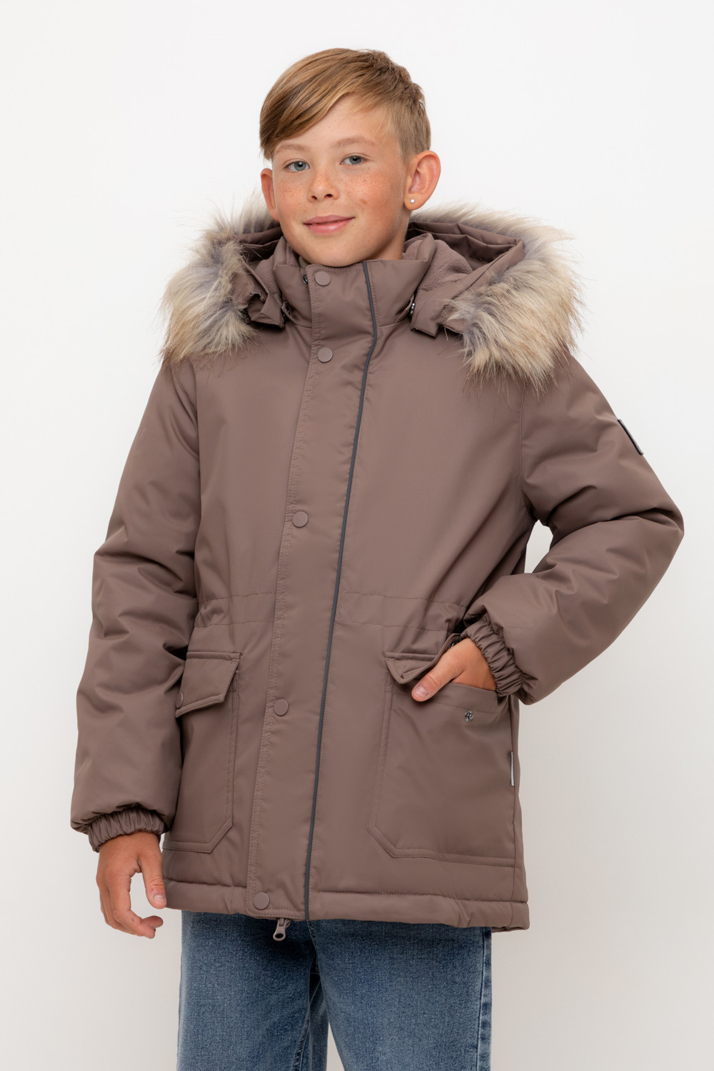 Пальто, плащи для мальчика, артикул: ВК 36096/7 УЗГ (122-158), цвет: кофейный, фото 5