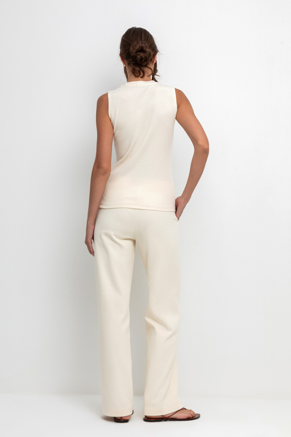 Брюки женские для мам, артикул: ЕВТ 4071, цвет: светло-бежевый, фото 5