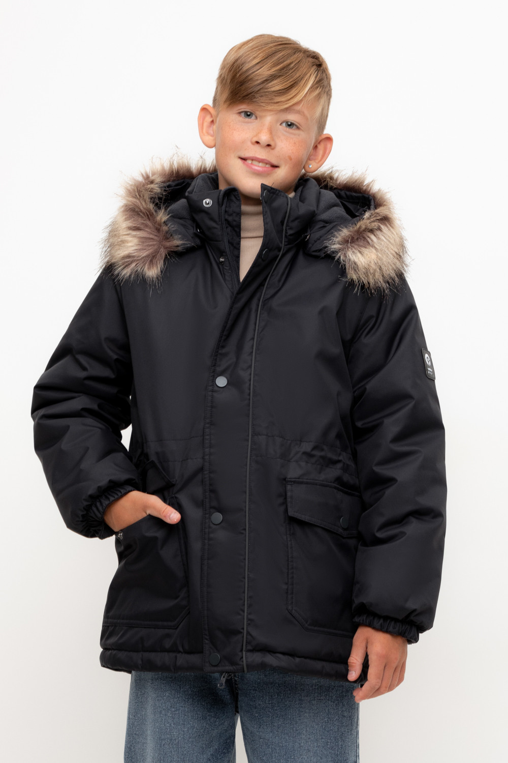 Пальто, плащи для мальчика, артикул: ВК 36096/4 УЗГ (122-158), цвет: темно-серый, фото 5