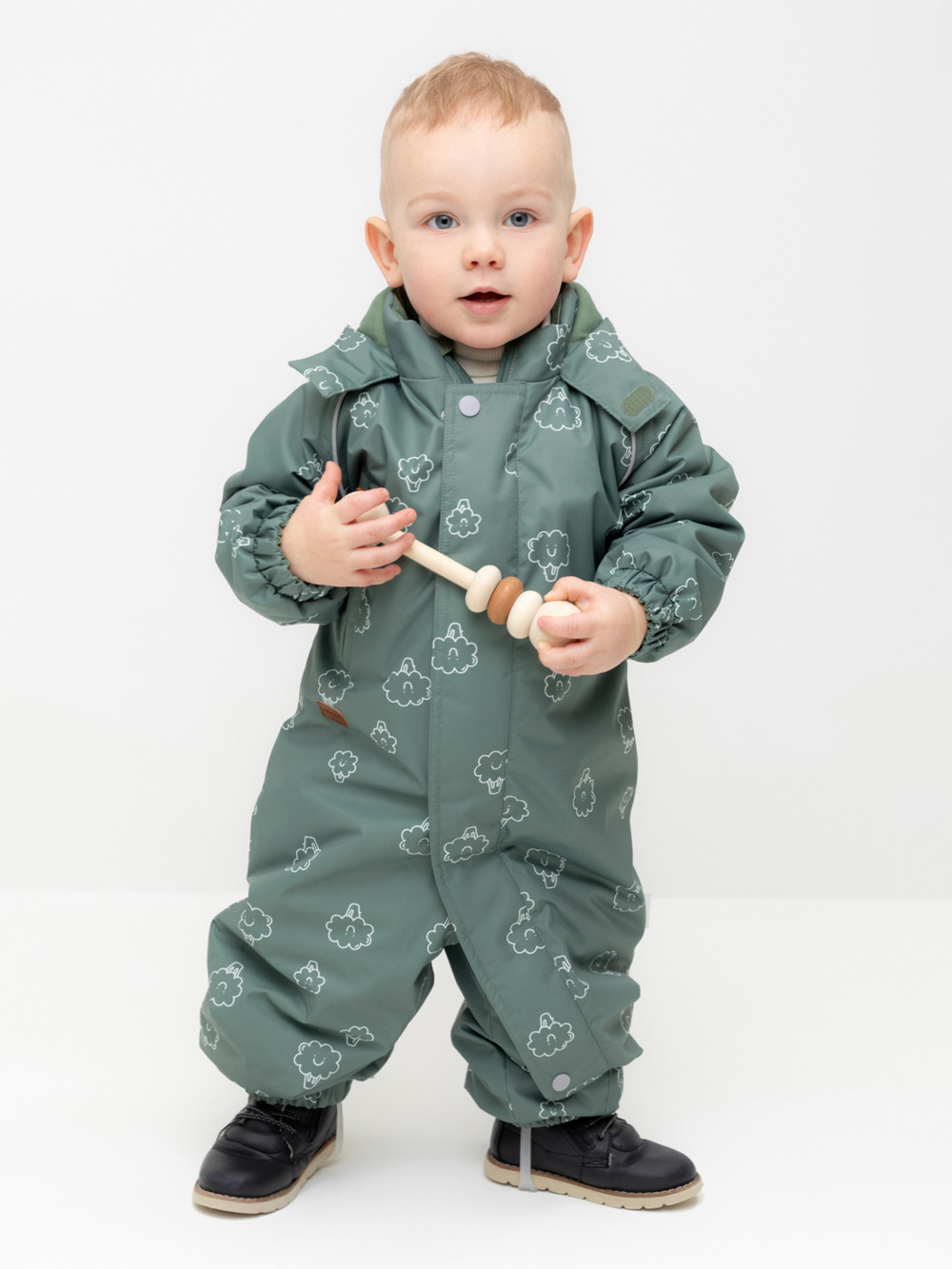 Комбинезоны утепленные для мальчика, артикул: ВК 60085/н/56 УЗГ, цвет: зеленый, фото 5