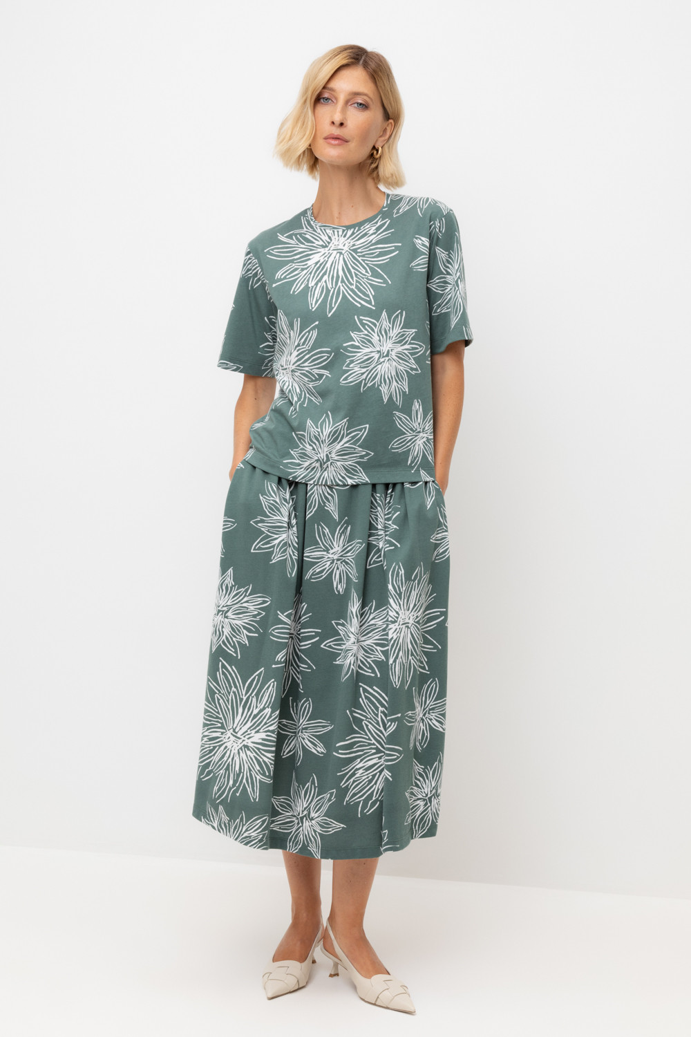 Юбки женские для мам, артикул: ЕВТ 7013, цвет: зеленый, фото 5