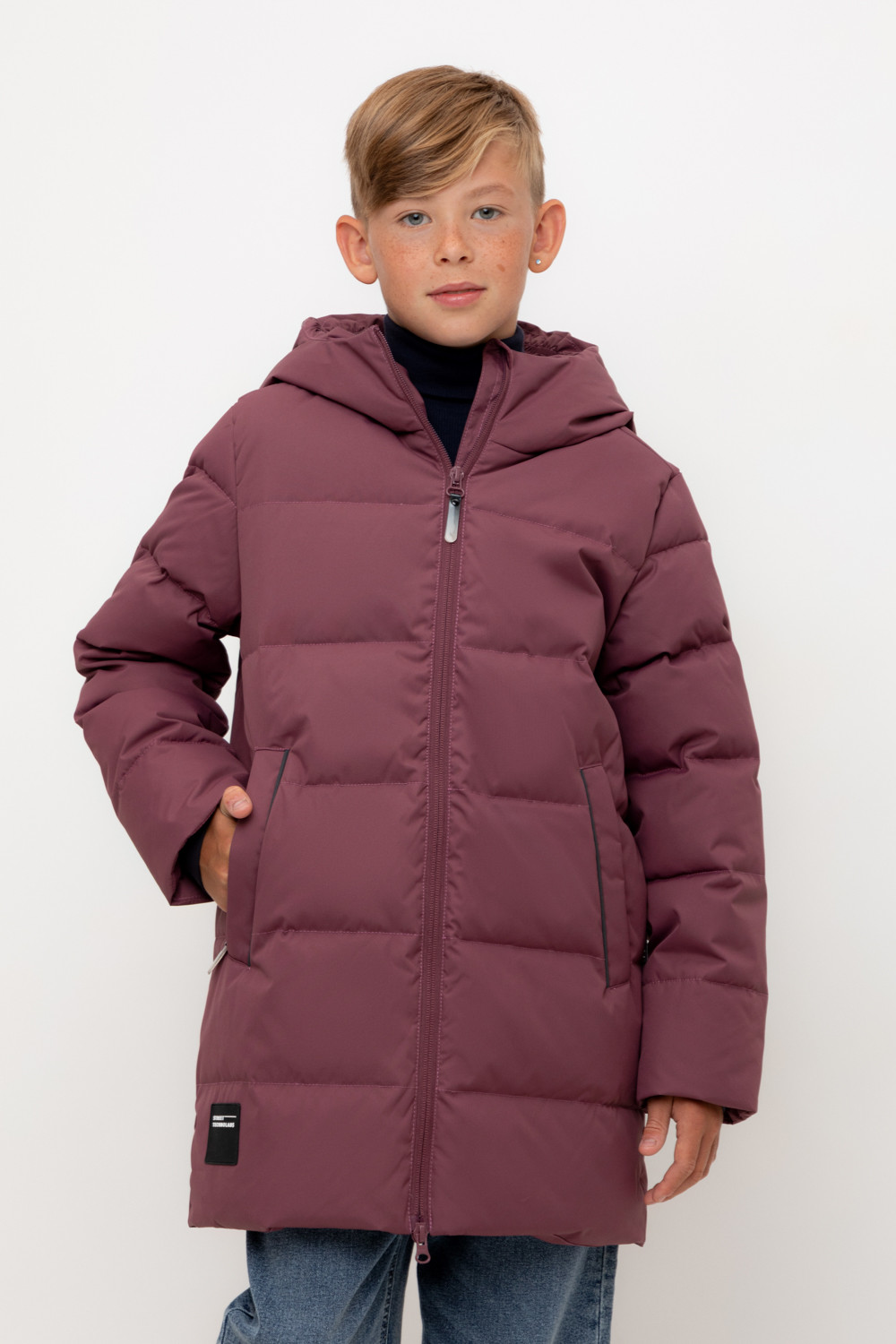 Пальто, плащи для мальчика, артикул: ВК 34070/2 УЗГ (122-158), цвет: бордовый, фото 5
