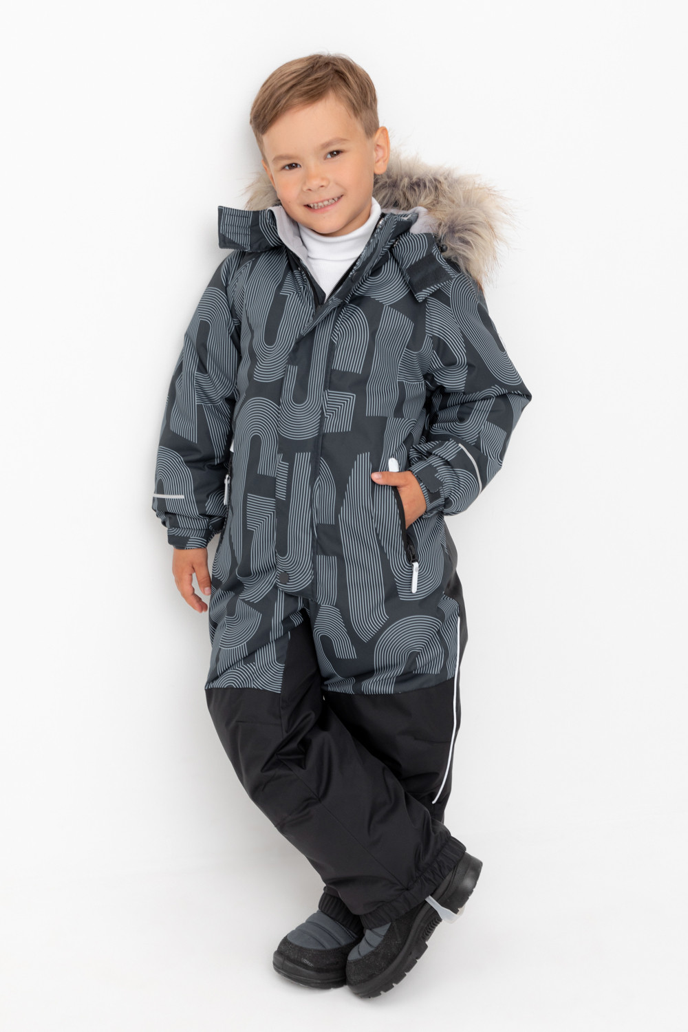 Комбинезоны утепленные для мальчика, артикул: ВК 60120/н/8 ГР, цвет: черный3, фото 5