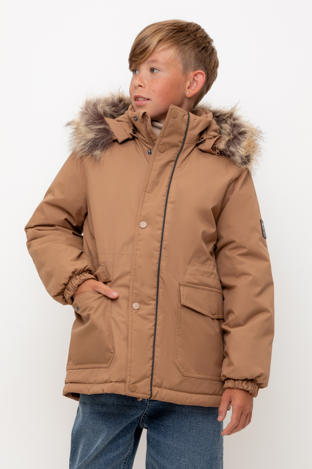 Пальто, плащи для мальчика, артикул: ВК 36096/1 УЗГ (122-158), цвет: коричневый, фото 5