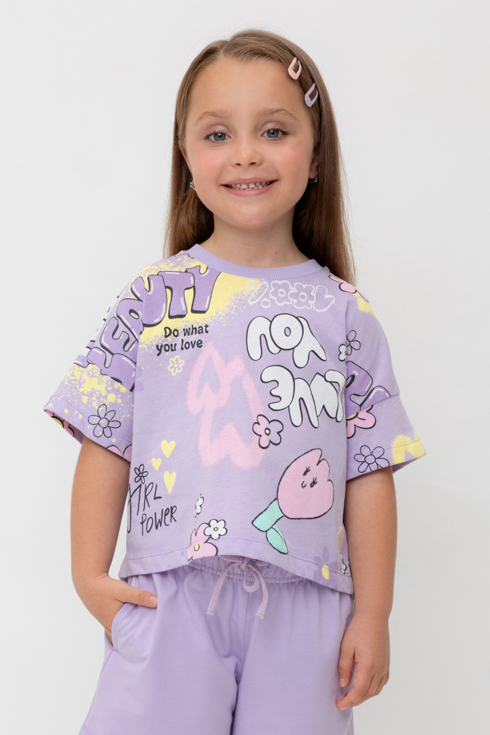 Футболка для девочки, артикул: КР 302695, цвет: фиолетовый, фото 5
