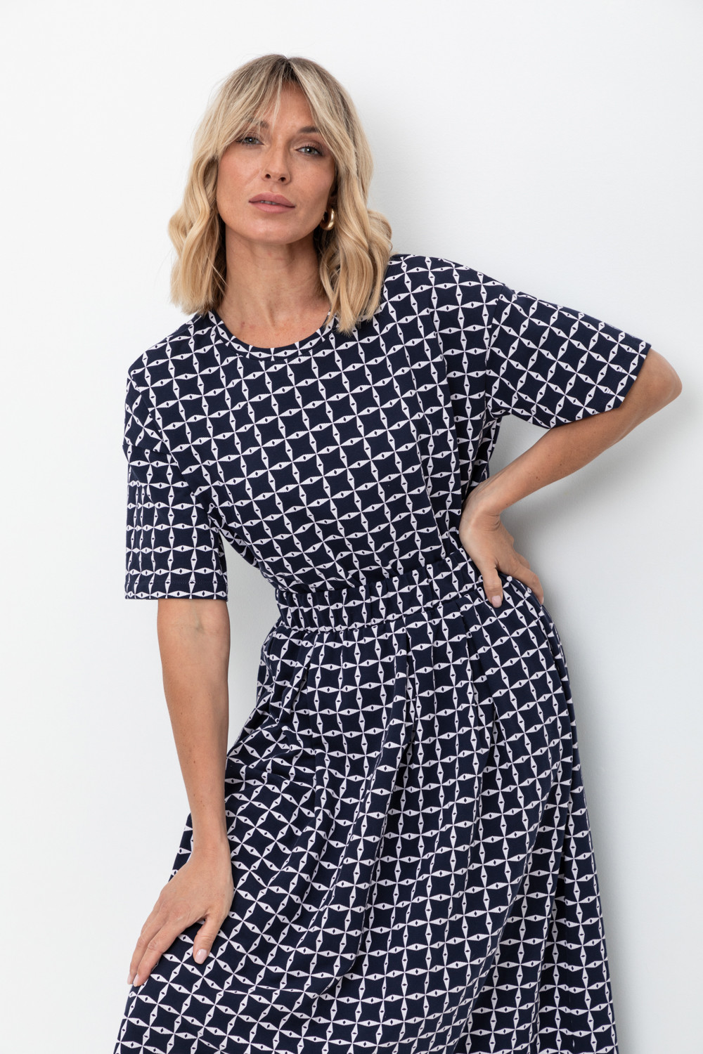 Юбки женские для мам, артикул: ЕВТ 7013, цвет: темно-синий, фото 5