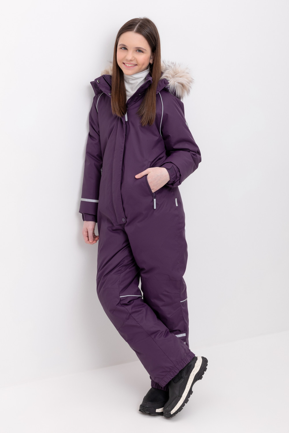 Комбинезоны утепленные для девочки, артикул: ВК 60102/6 ГР (122-158), цвет: фиолетовый, фото 5