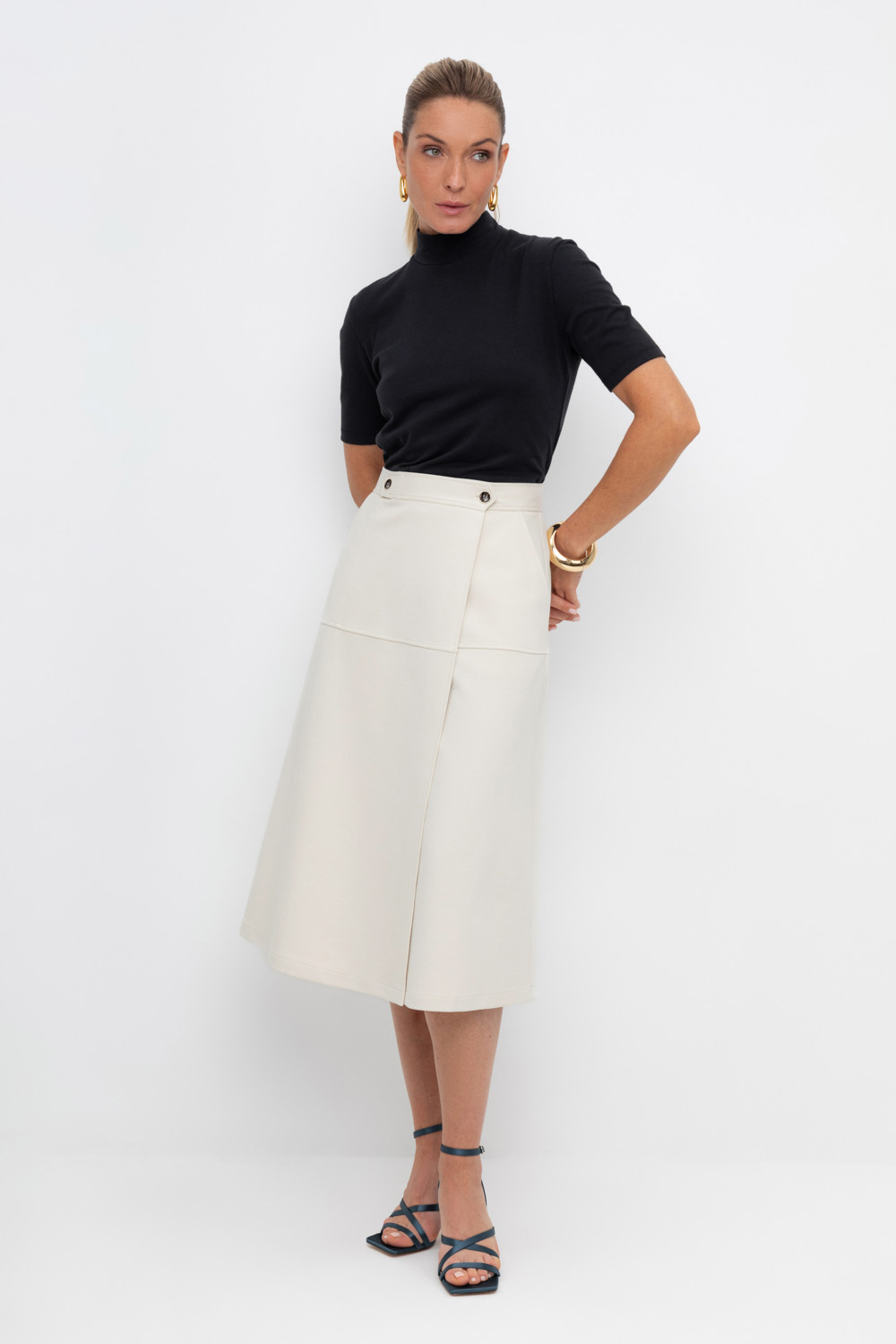 Юбки женские для мам, артикул: ЕВТ 7027, цвет: светло-бежевый, фото 5