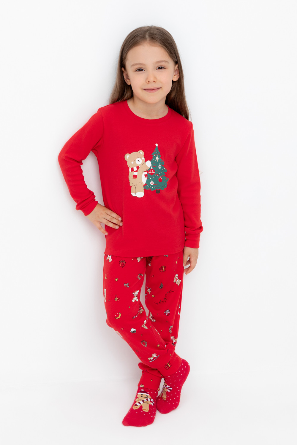 Пижама для девочки, артикул: К 1541, цвет: красный, фото 5