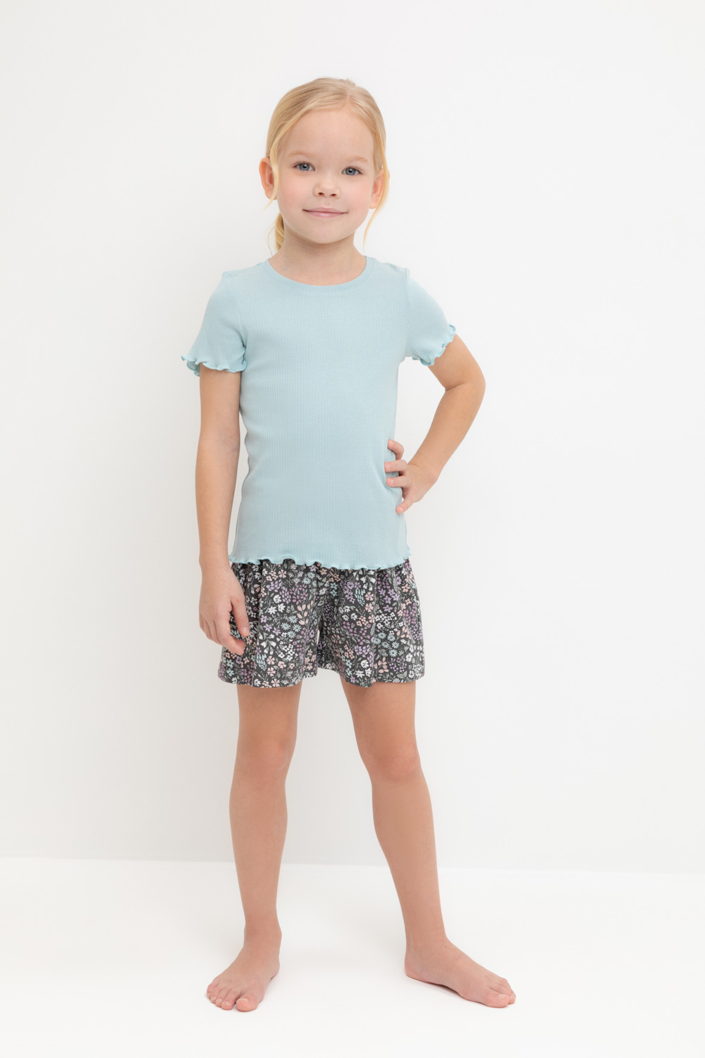 Пижама для девочки, артикул: К 1596, цвет: голубой, фото 5