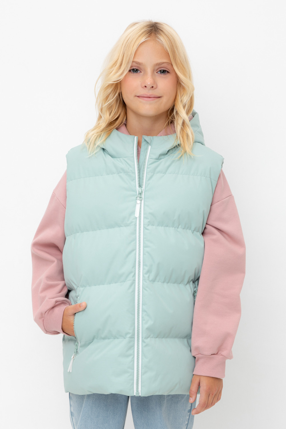 Жилет для девочки, артикул: ВК 35018/3 ГР (128-152), цвет: голубой, фото 5