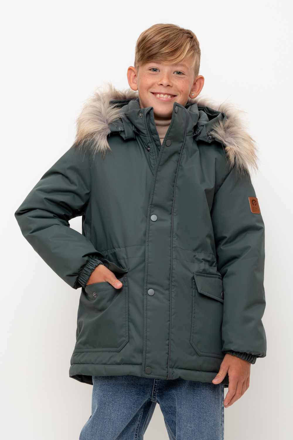 Пальто, плащи для мальчика, артикул: ВК 36096/8 УЗГ (122-158), цвет: зеленый, фото 5